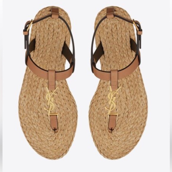 YSL CASSANDRA SANDALS IN VEGETABLE-TANNED LEATHER size 6 - Picture 1 of 11